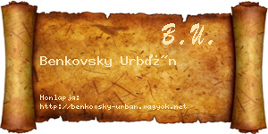 Benkovsky Urbán névjegykártya